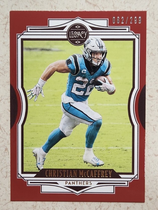 Christian McCaffrey /299 Red Parallel 2021 Panini Legacy #30 Panthers 49ers