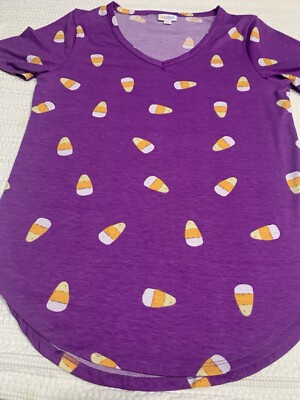 Purple Halloween Candy Corn Tunic Shirt Top Women s XS New Super Soft Lularoe