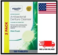 Equate Mint Fresh Antibacterial Denture Cleanser Tablets Twin Pack - 240 total