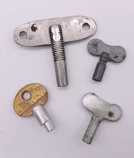 Lot Of 4 Vintage Clock Keys Winding Setting Estate