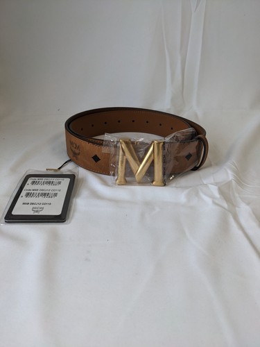 $350 MCM Sea Turtle Green Visetos Canvas M Buckle Reversible  display picture 2