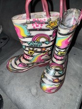 Member's Mark Girls Waterproof Glitter Unicorn Light Up Pull-On Rain Boots