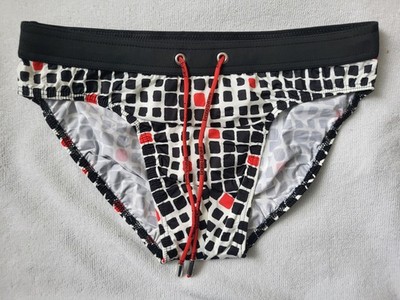 Bruno Banani Squared Swim Brief - Black White Square - Size Medium / 32in - NWT