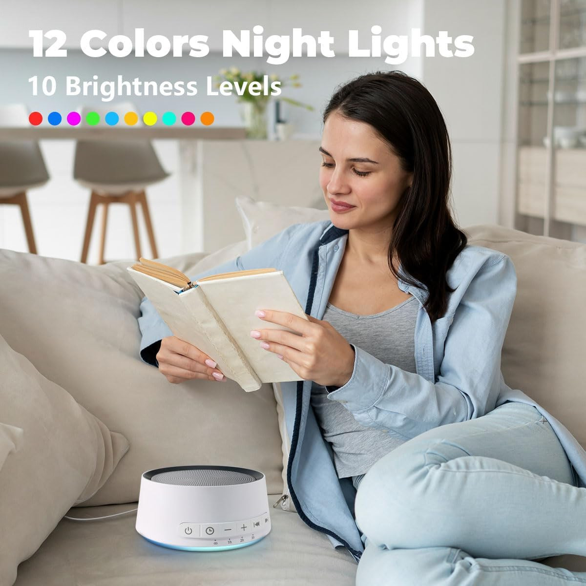 Sound Machine White Noise Machine with 30 Soothing Sounds 12 Colors Night Light