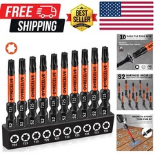 10-Pack T25 Torx Bits for Impact Driver, T-25 Torx/Star Bit Set 2'' Long, Mag...