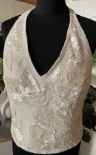 Lusso corpetto portacollo 42 paillettes SETA perle MODA EXCLUSIVE MEHRA MÜNCHEN