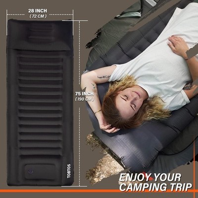 TOBTOS Inflatable Camping Pillow Thick 6 Inch Ultralight Sleeping Pad LG70
