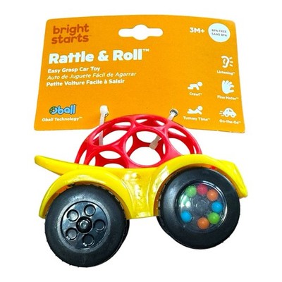 Oball Rattle And Roll Car Yellow Bright Starts Grasp Fine Motor Coordination Toy