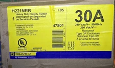 SQUARE D H221NRB Safety Disconnect Switch 30A 2 Pole 240V NEMA 3R Outdoor 3 Wire