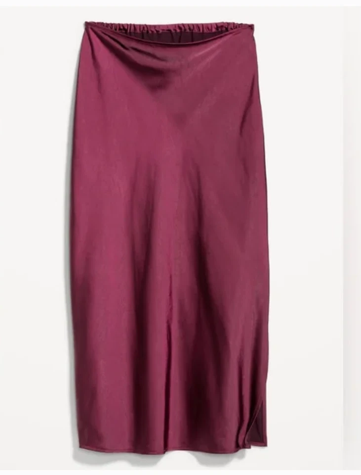 СТАРАЯ ТЕМНО-сливовая фиолетовая ЖИДКАЯ АТЛАСНАЯ ЮБКА MIDI Боковая Раздельная КОКТЕЙЛЬНАЯ Без застежек XXL - Изображение 2 из 4