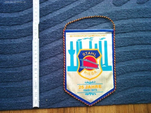GDR pennant BSG steel Riesa (25 years BSG steel 1973)