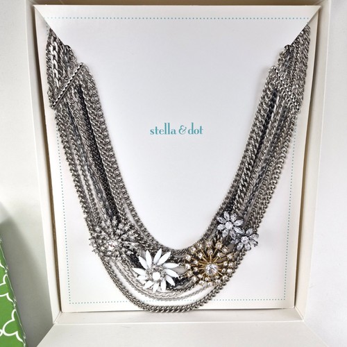 Stella & Dot Metropolitan Mixed Chain Statement Necklace Retired Floral Bib