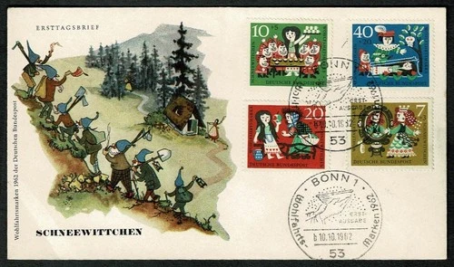 GERMANY 1962 FDC Welfare: Fairytales of the Brothers Grimm SG72X3
