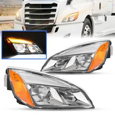 For Freightliner Cascadia 2018-2025 2022 23 Full LED Chrome Headlights Headlamps