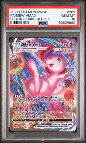 POKEMON MEW VMAX 2021 SWORD & SHIELD FUSION STRIKE SECRET #269 FA PSA 10