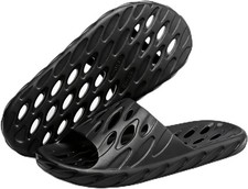 Mens Shower Shoes Bath Slippers with Holes 10.5-11 Women/9.5-10 Men, Black