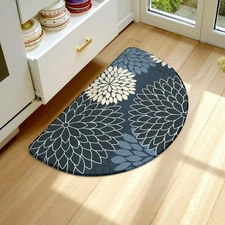 Half Circle Kitchen Mats for Floor Cushioned Anti Fatigue,Semi Round Floral B...