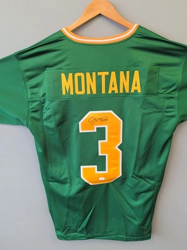 Joe Montana Signed Green Football Jersey JSA Auto Notre Dame