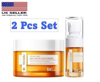 PAPA FEEL 3X Retinol Serum 20ml +Moisturizer Cream 30g Reduce Wrinkles Aging SET