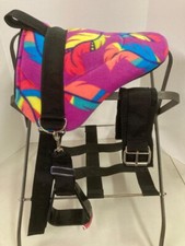 MINIATURE HORSE / SM PONY BAREBACK PAD CHILDRENS SADDLE RASPBERRY PINK FEATHERS