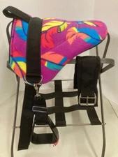 MINIATURE HORSE / SM PONY BAREBACK PAD CHILDRENS SADDLE RASPBERRY PINK FEATHERS