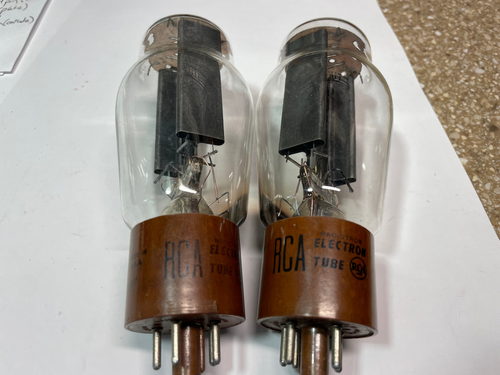 Pair 5R4GY RCA Tubes Smooth Plates, Hanging Filament, Good Matched Pair, #A1