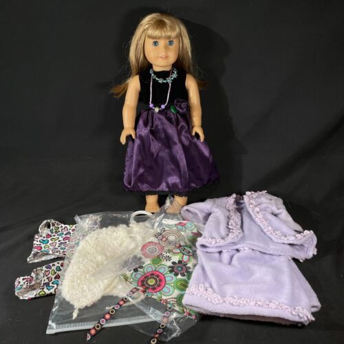 American Girl Just Like You bambola capelli biondi occhi azzurri con vestiti extra 18"