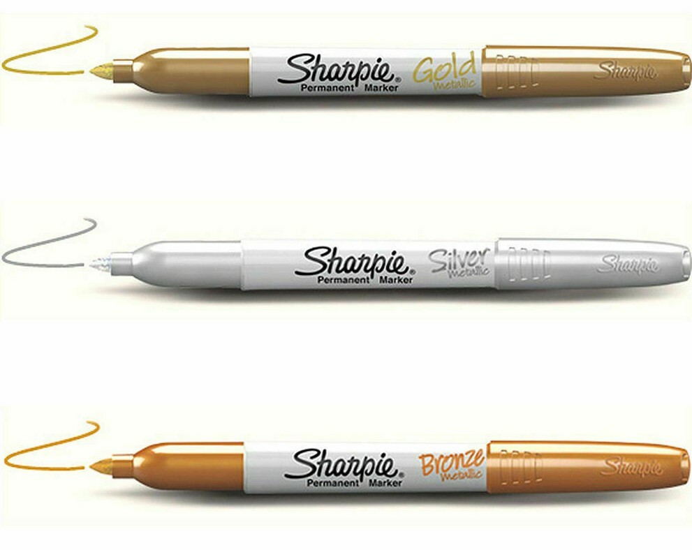 Sharpie Metallic Fine Point Permanent Marker - Fine Marker Point - Gold,  Silver, Bronze Alcohol Based Ink - 3 / Set - Filo CleanTech