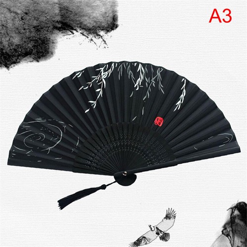 Chinese Silk Folding Fan Wooden Shank Classical Dance Fan Home Decoration - Bild 16 von 20