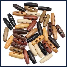 15 PCS/Lot 30mm Wooden Toggle 2 Holes Sewing Crafting Coat Buttons For Clothing