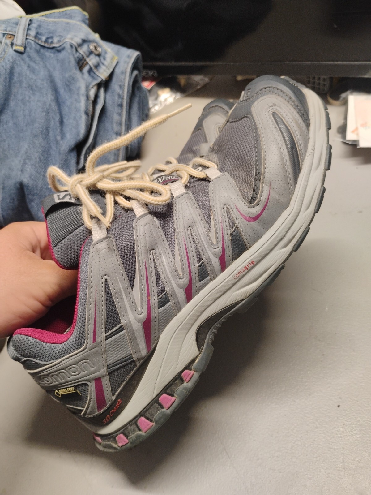 Scarpe Salomon XA Pro 3D da donna taglia 9 5 grigio viola escursionismo trail running sneaker