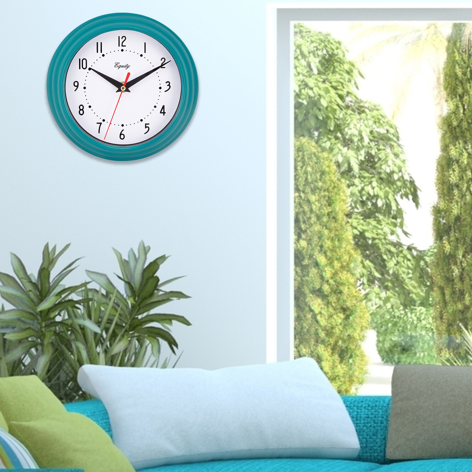 25020 Equity by La Crosse 8" Plastic Analog Wall Clock - Teal