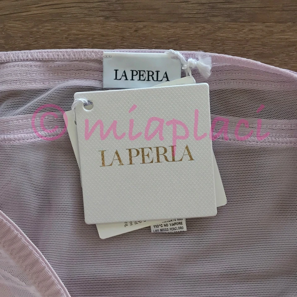 Nuevo con etiquetas Braguita de bikini La Perla Tul Nervures Bordatori mezcla de seda #19003 violeta XS Foto 3 de 4