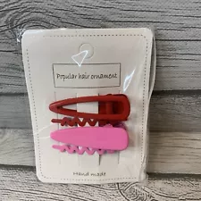 4 Piece Women Duckbill Clip Pink / Red Color Barrettes Frosted Hair Clip Hairpin