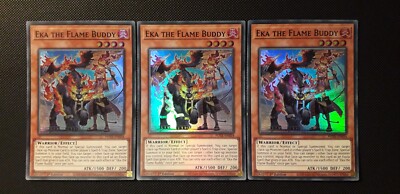 Yu-Gi-Oh! 3x Eka the Flame Buddy, POTE-EN034, SR, 1. Ed., Englisch, Excellent