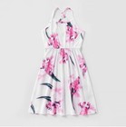 New Girls Dress - Pink Floral Print White Dress