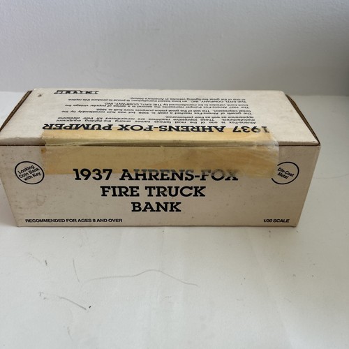 Rare-Vintage-ERTL 1937 AHRENS-FOX FIRE TRUCK BANK-CANTON FIRE DEPT NEW NIB - Picture 2 of 7