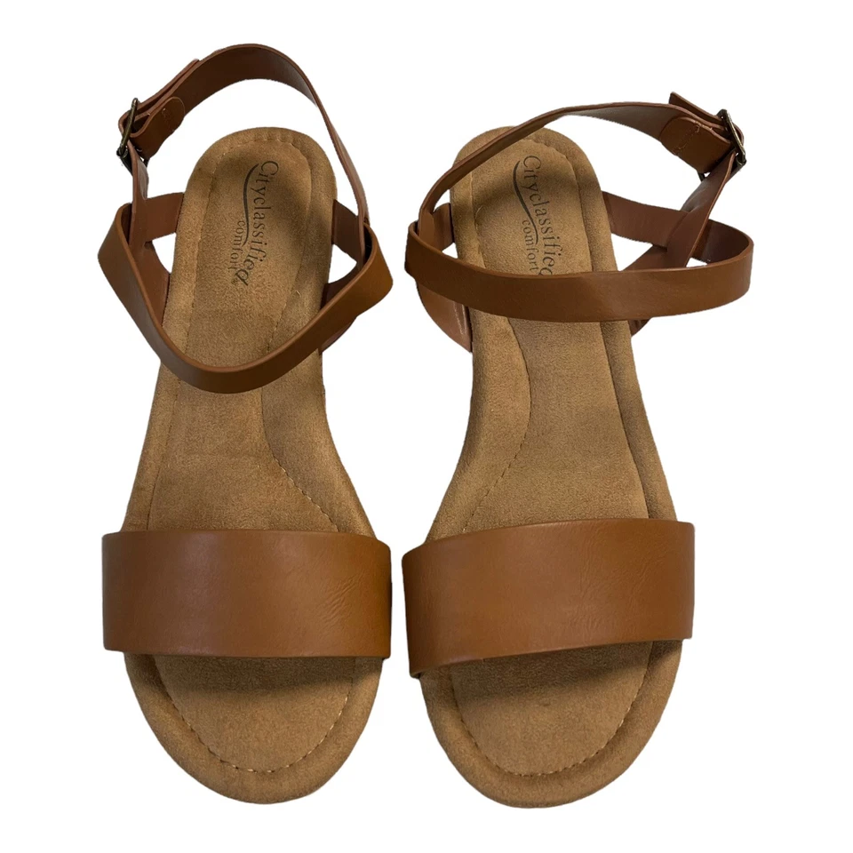 City Classified Brown Wedge Sandals Women 11 Ankle Strap Cork Buckle Open Toe - Image 4 of 4