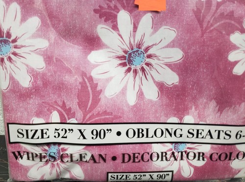 Thin Tablecloth Vinyl Flannel Back, 52"X90" Oblong (6-8 ppl) FLOWERS ON PINK, BH - 第 8/8 張圖片