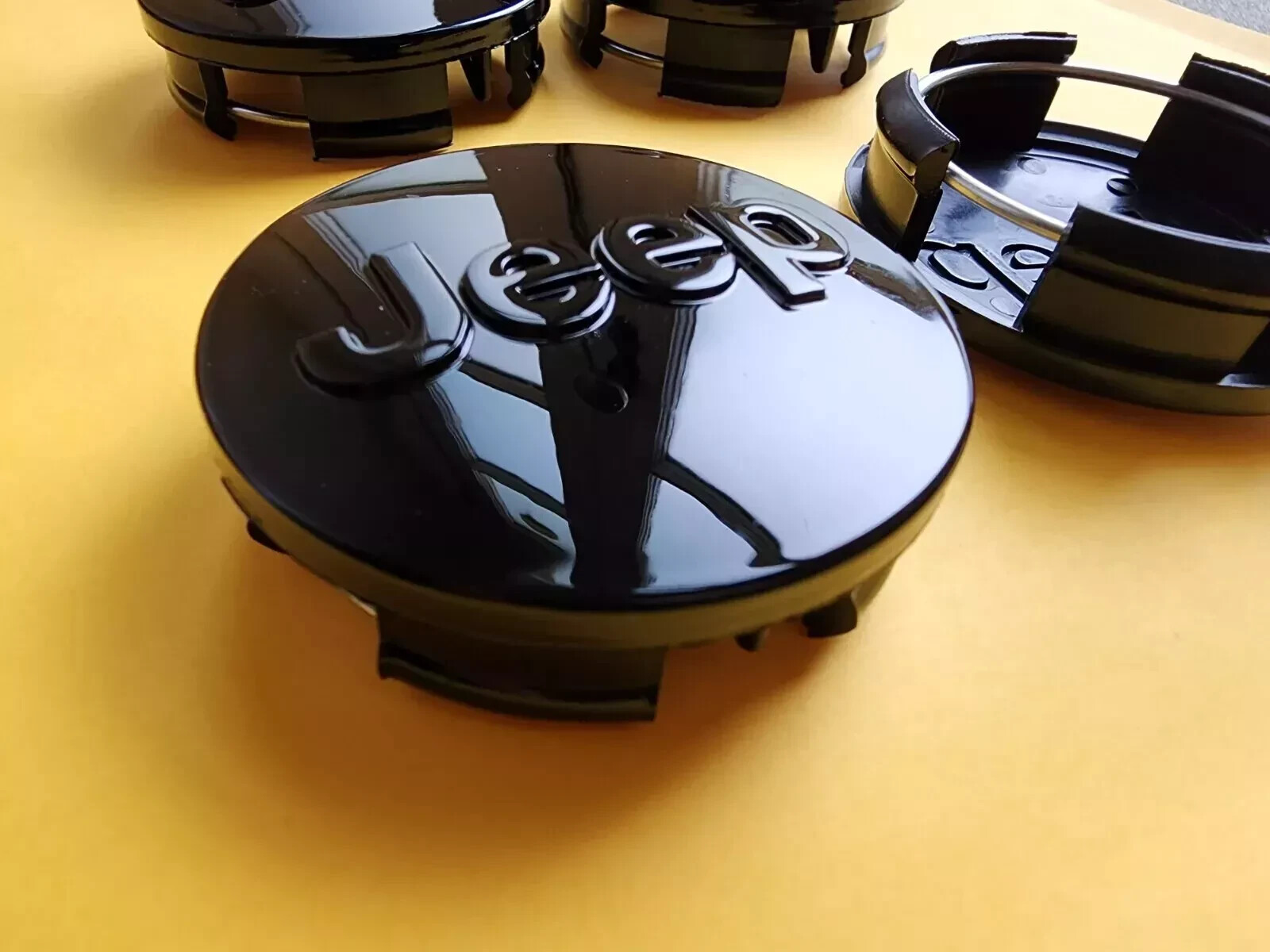 Jeep Set of 4 Black 63 mm Wheel Center Caps Grand Cherokee Wrangler Compass 2.48