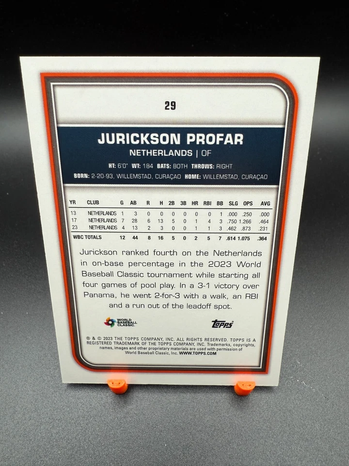 2023 Topps World Baseball Classic - JURICKSON PROFAR #29 - GOLD FOIL /50 - Image 2 of 3