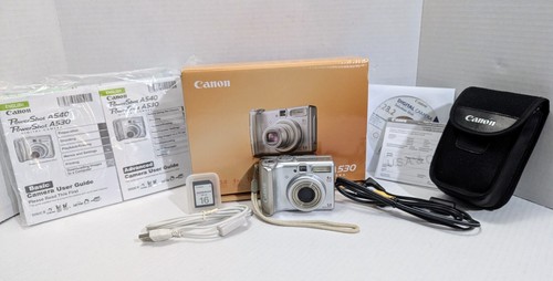Canon PowerShot A530 Digital Camera w/ box, contents & case - Tested & Working