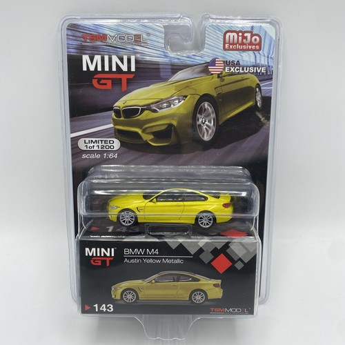 1/64 MINI GT MIJO EXCLUSIVES BMW M4 LHD AUSTIN YELLOW METALLIC 1 OF 1200 - Afbeelding 1 van 5