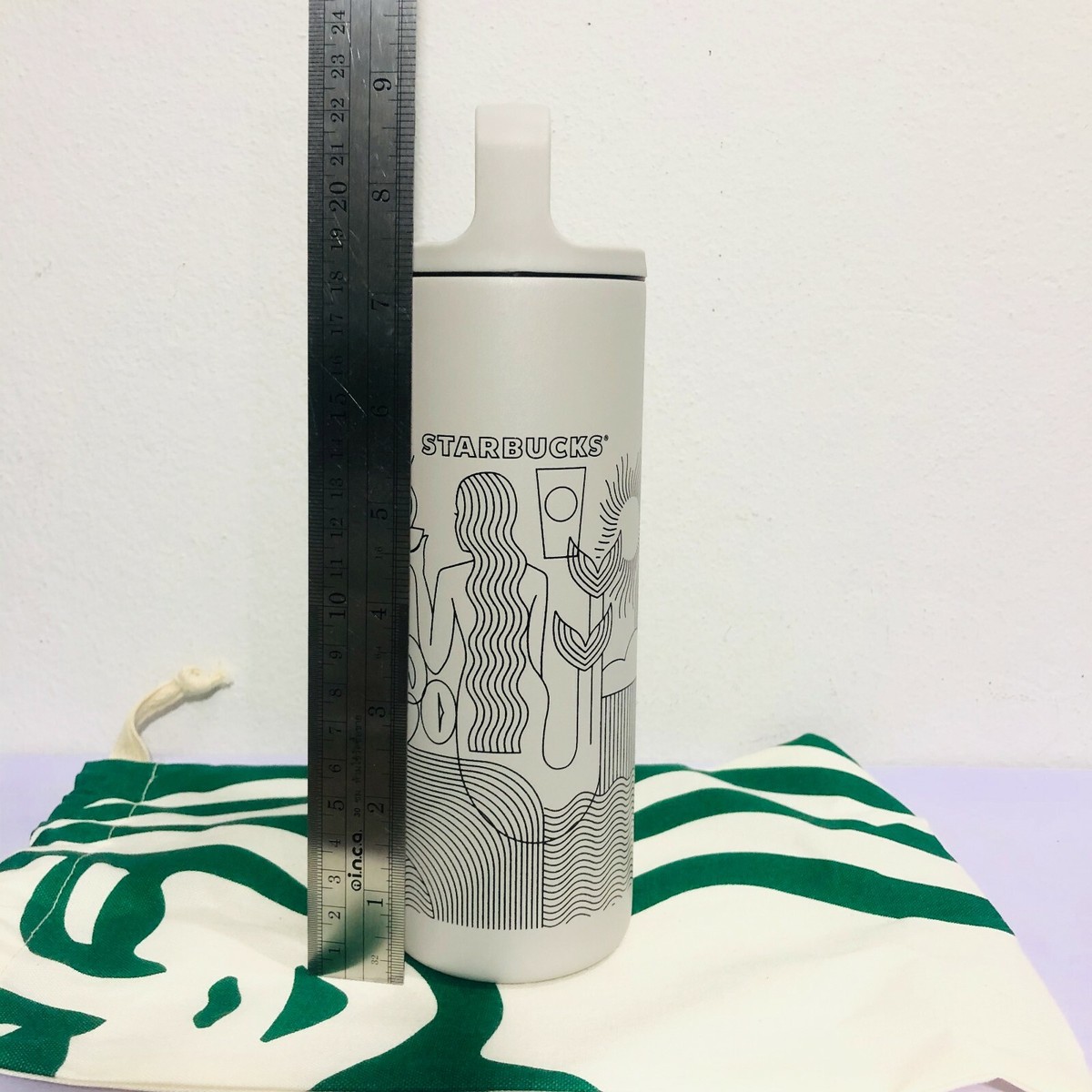 Starbucks Stainless MiiR Water Bottle 16oz.Gray Toupee Siren Art
