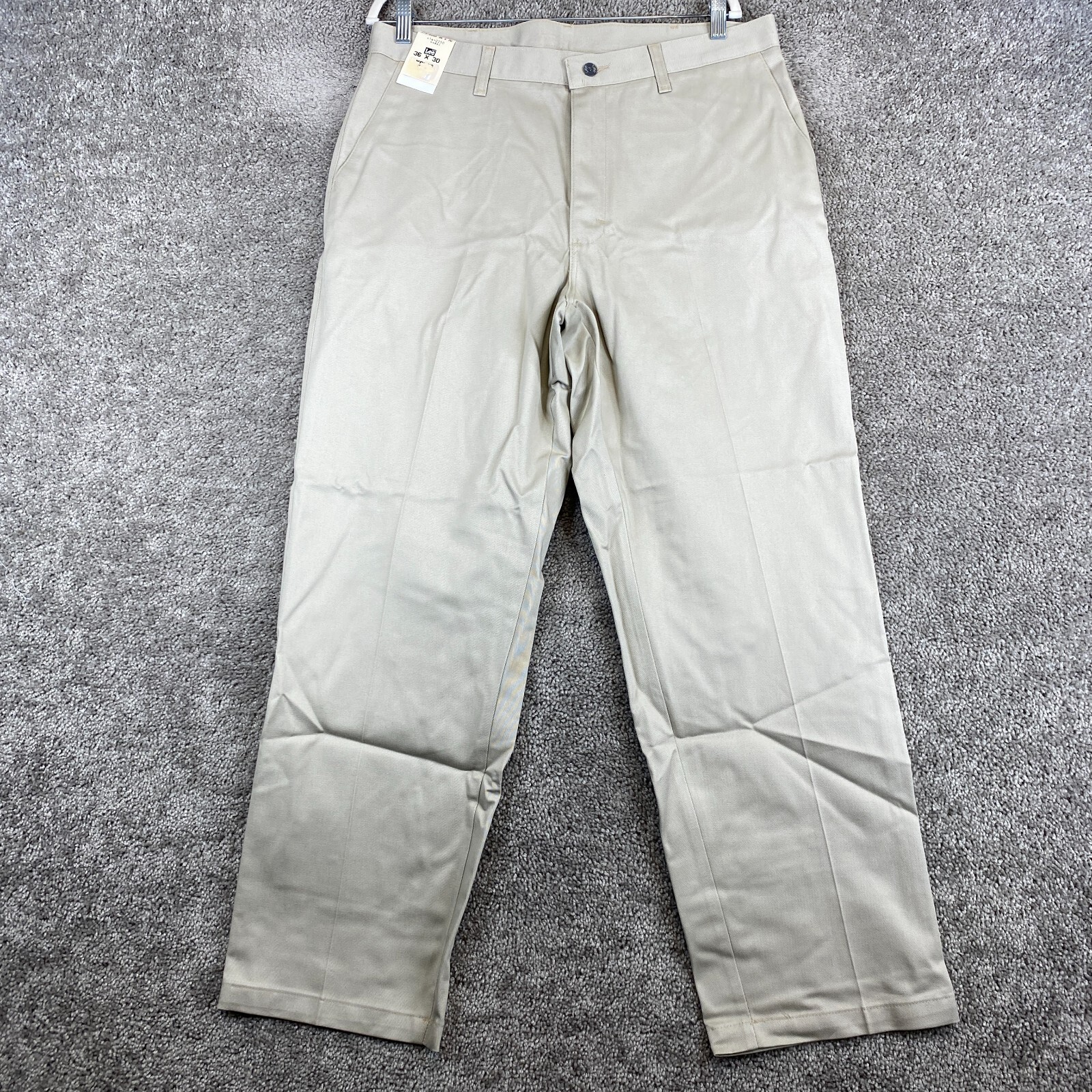 NWT Lee Wrinkle Free Khaki Pants Men's Size 36X30 Tan Flat Front Casual