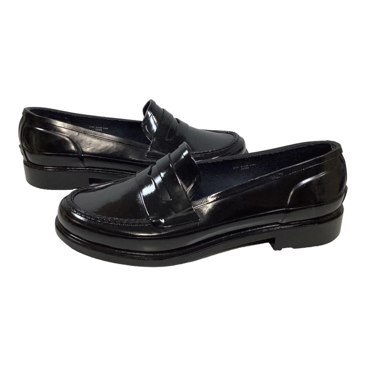 Hunter Women's Original Waterproof Rubber Slip-On Penny Loafer US Size 7  Black