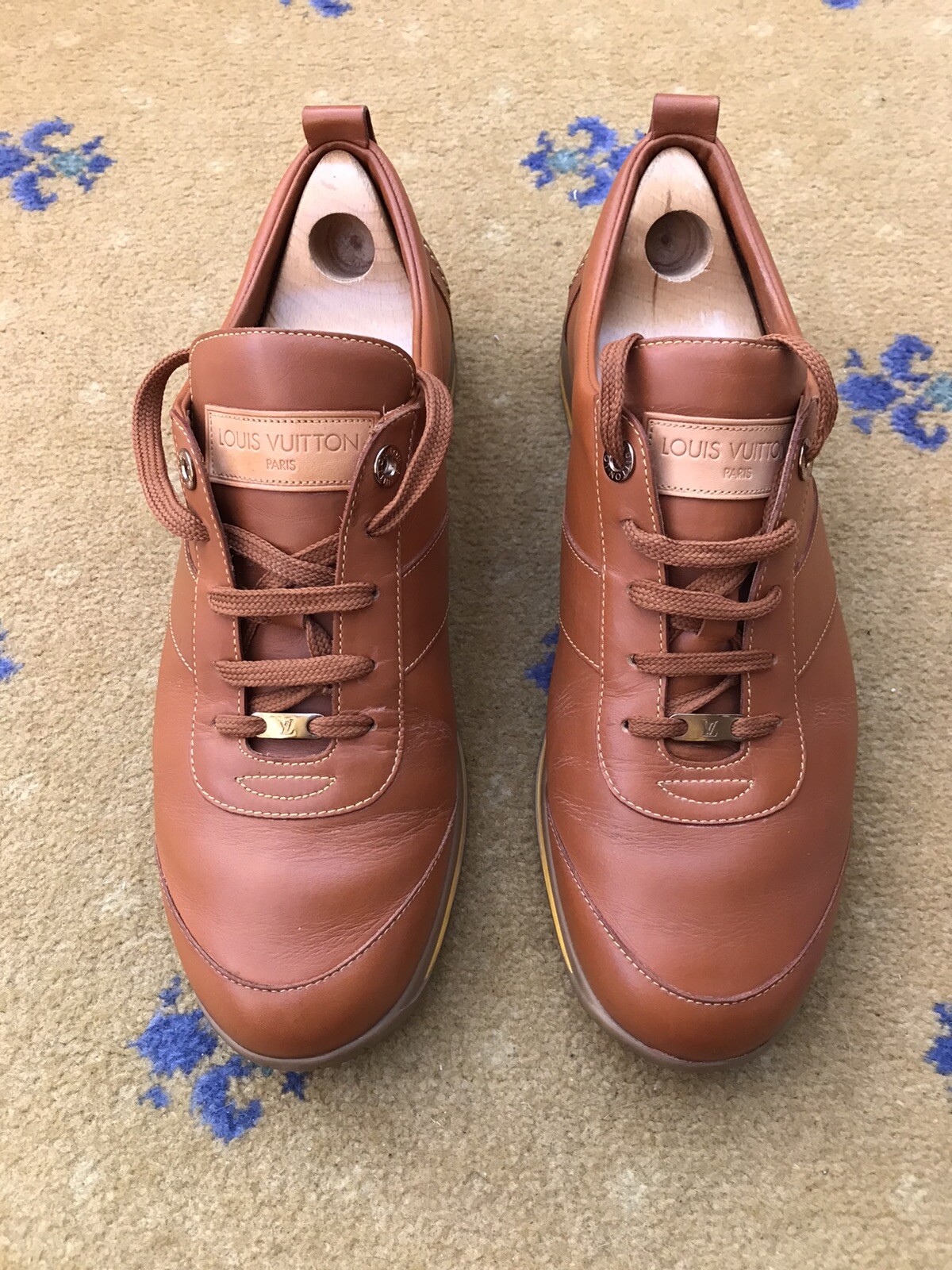 Louis Vuitton Trainers Sneaker Shoes Tan Brown Leather Mens UK 9 US 10 EU 43