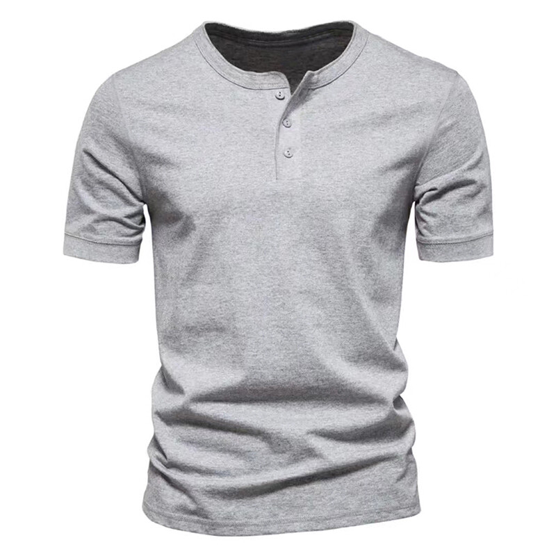 T-shirts D'été Pour Homme - Col En V - Vintage - Henley - En Coton - Manches Courtes - Couleur Unie - Coupe Ajustée - Décontracté - Respirant - T-shirt Fonctionnel, #2-b - Bleu, XL