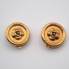 Chanel Vintage Camellia Earrings Gold-Plated Gold Gold_Plated Earrings Jewelry
