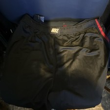 Nike Track Pants Men  s Small Black With Red Stripes Dri-Fit Drawstring Pocket